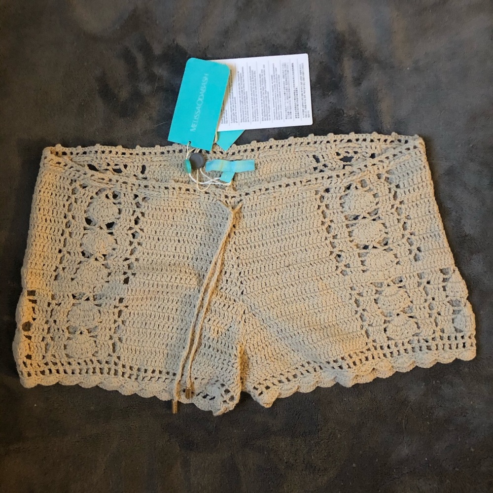 Melissa Odabash Alicia crocheted cotton shorts L M